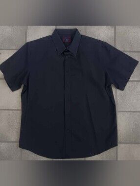 UNTUCKit Men's Coufran Short Sleeve Button-Down Shirt - Black (Large)